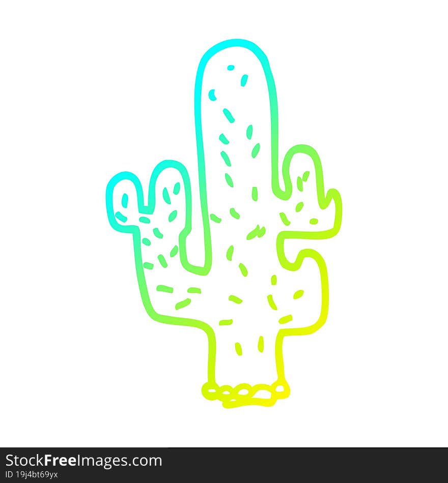 cold gradient line drawing cartoon cactus