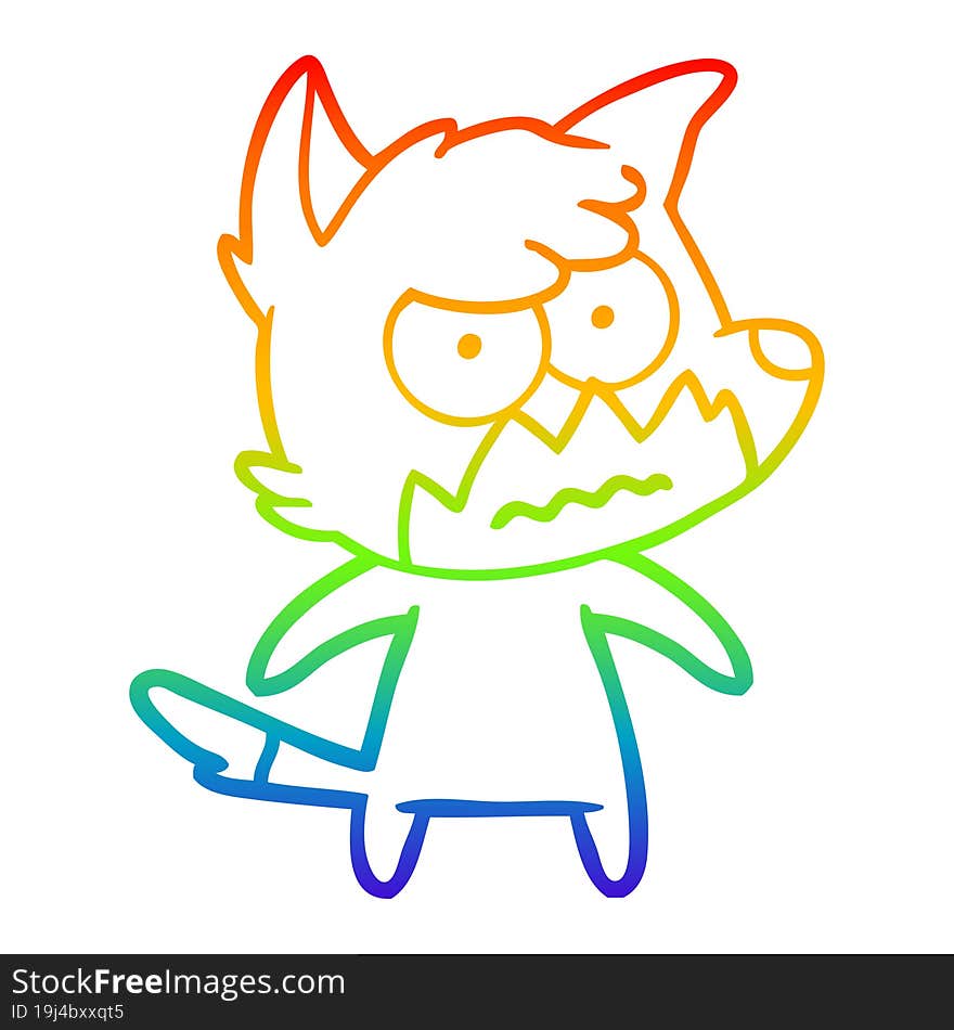 rainbow gradient line drawing cartoon annoyed fox