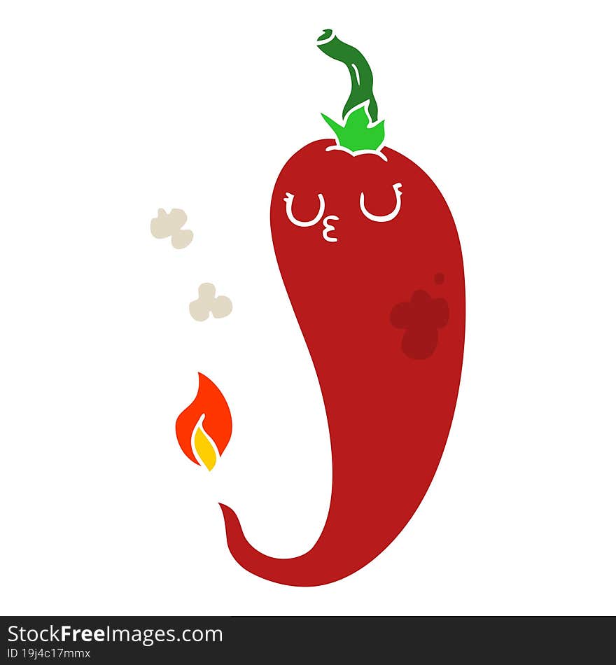 Flat Color Style Cartoon Hot Chili Pepper