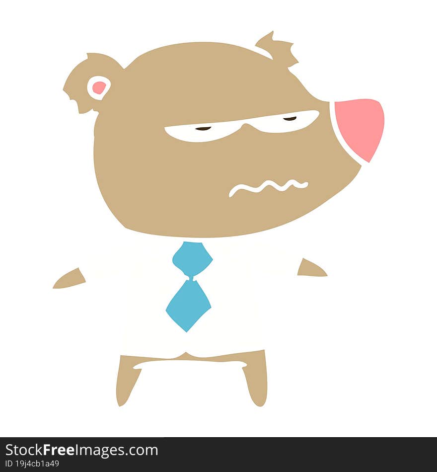 Flat Color Style Cartoon Angry Boss Bear