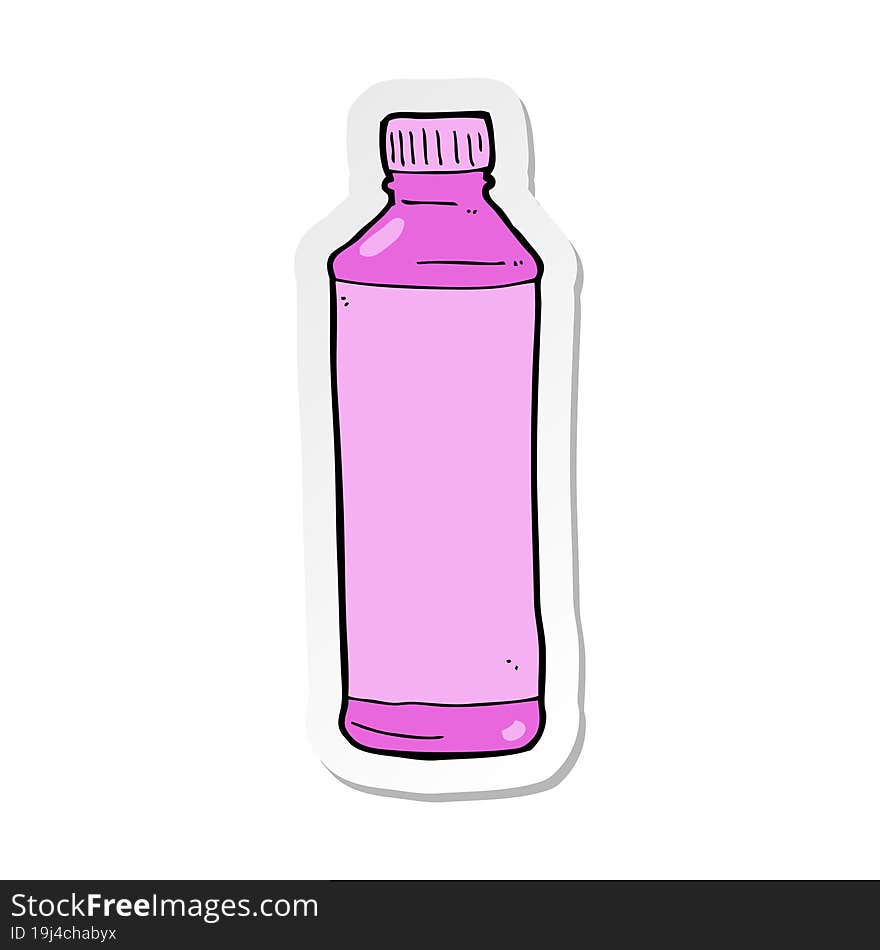 Sticker Of A Cartoon Pink Bottle