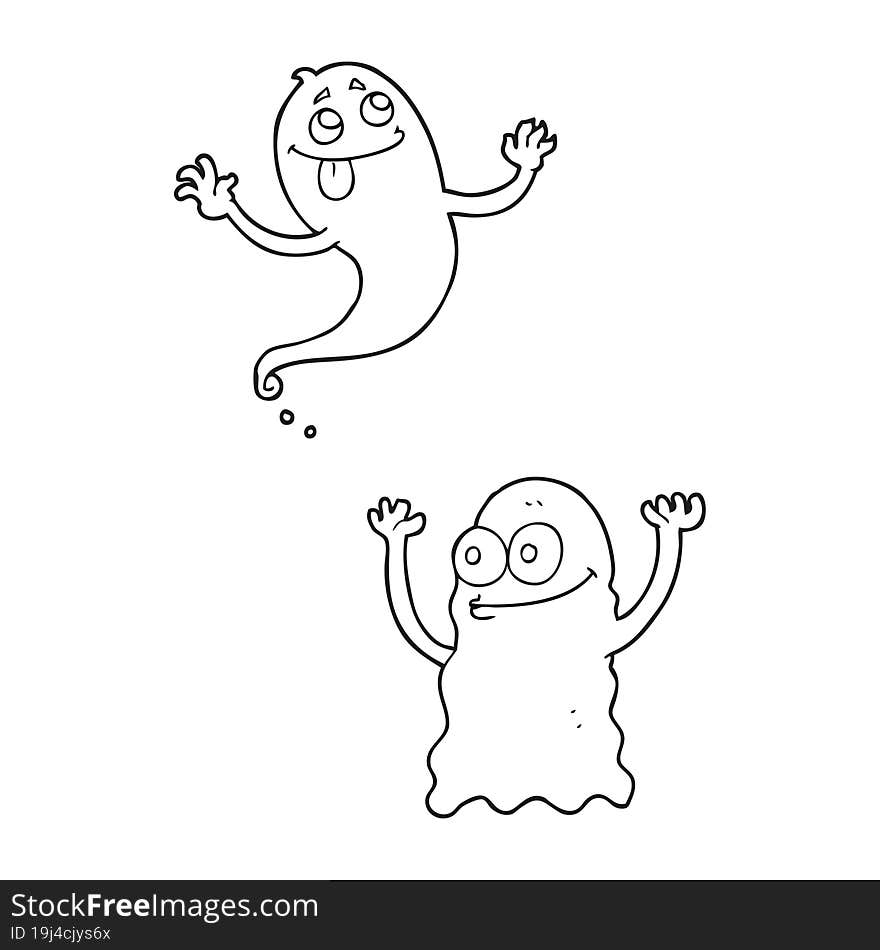 black and white cartoon ghosts