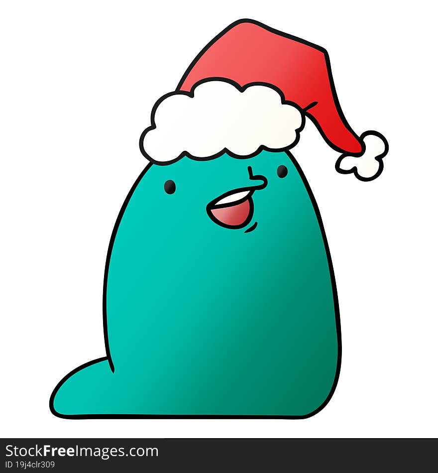 Christmas Gradient Cartoon Of Kawaii Slug