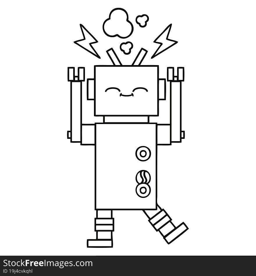 line drawing cartoon of a robot. line drawing cartoon of a robot