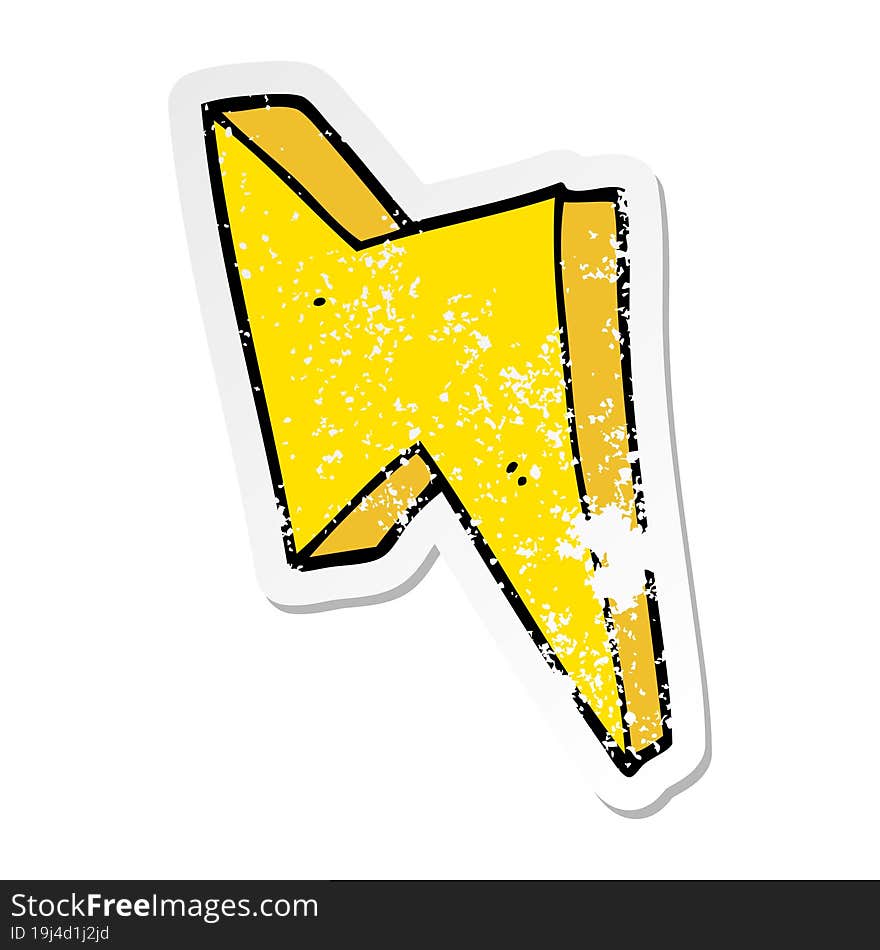 distressed sticker of a cartoon lightning