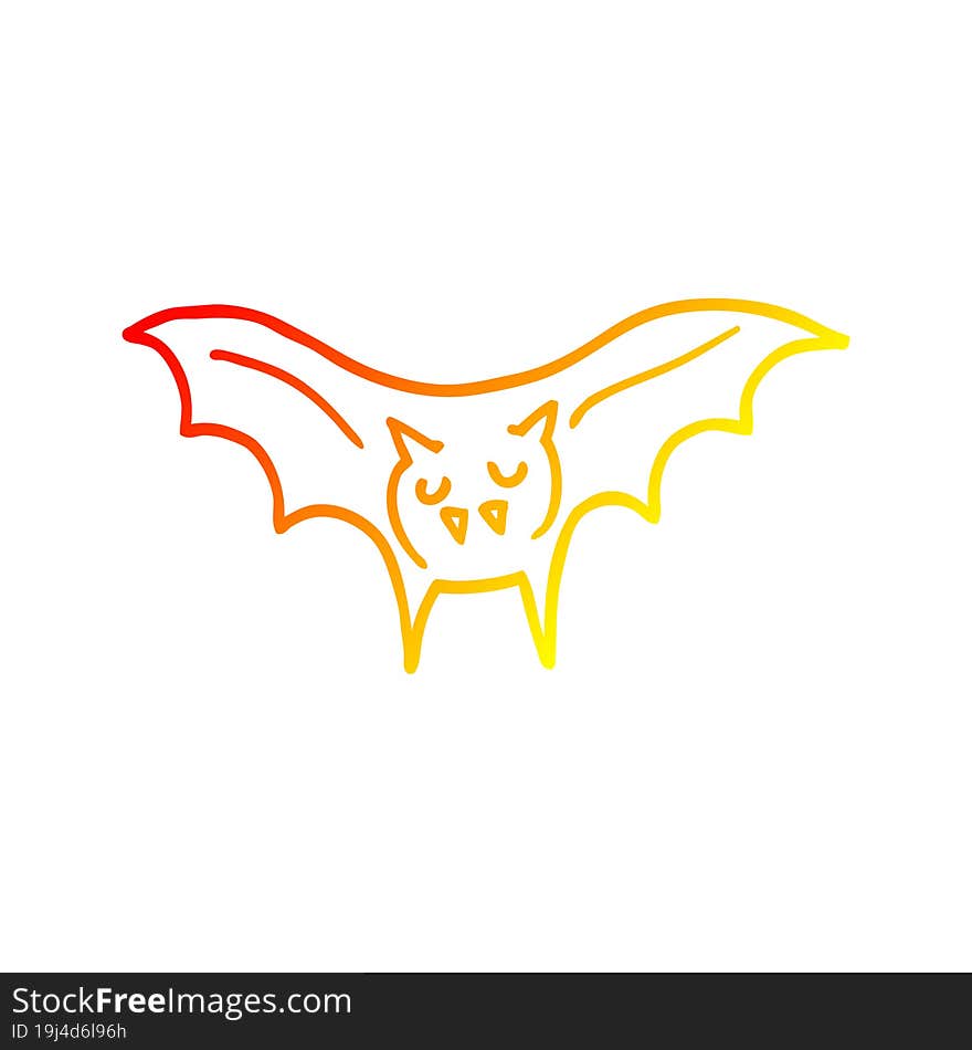 warm gradient line drawing cartoon vampire bat