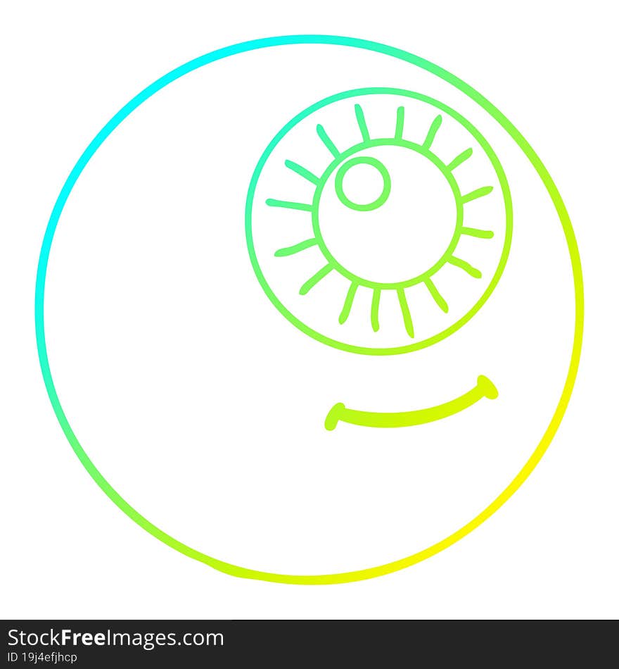 Cold Gradient Line Drawing Cartoon Eyeball