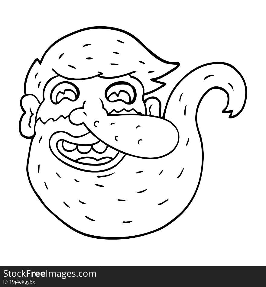 bearded line drawing cartoon man