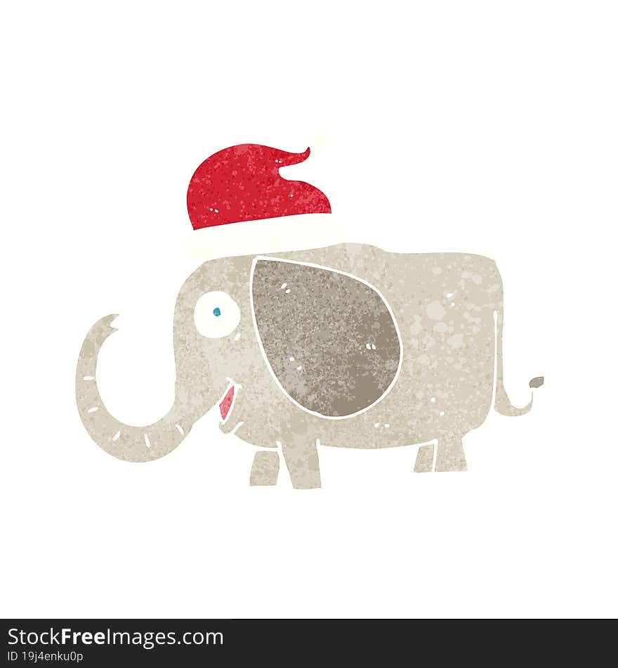 Cartoon Elephant In Christmas Hat