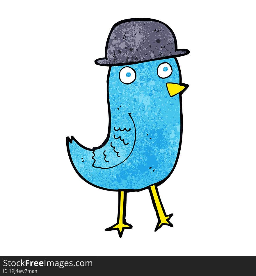 cartoon bluebird wearing hat