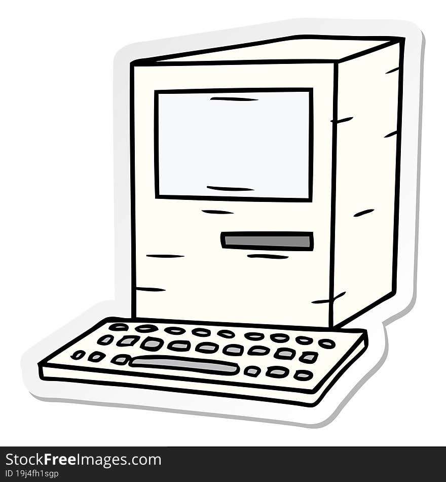 sticker cartoon doodle of a computer and keyboard