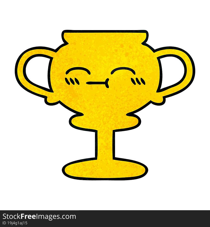 retro grunge texture cartoon trophy