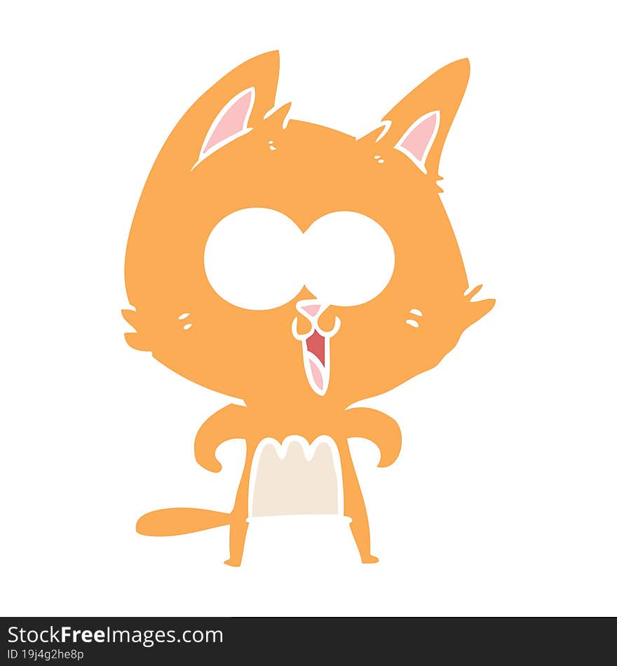 funny flat color style cartoon cat