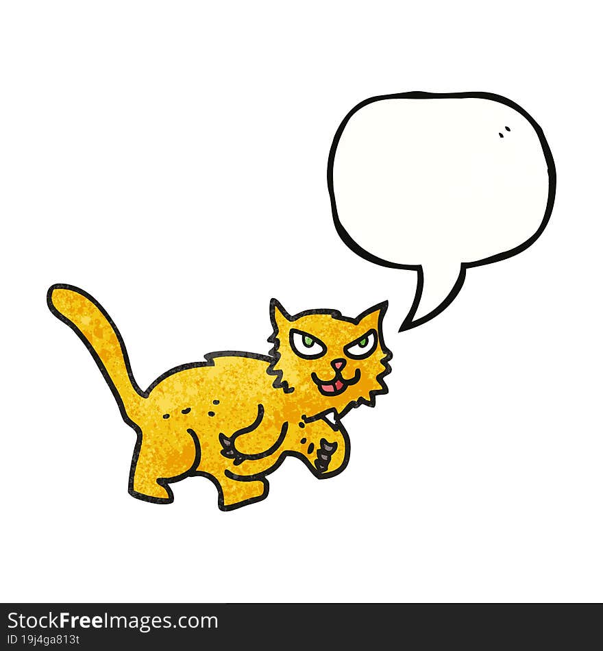 speech bubble textured cartoon cat