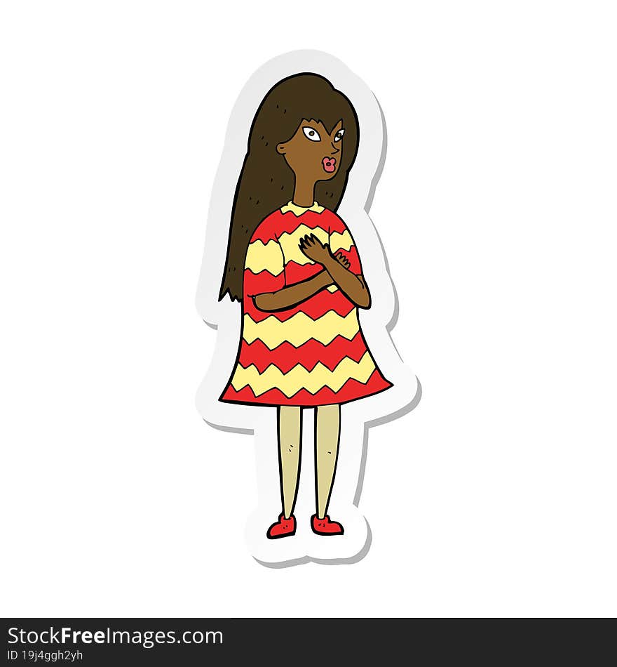 sticker of a cartoon surprised girl