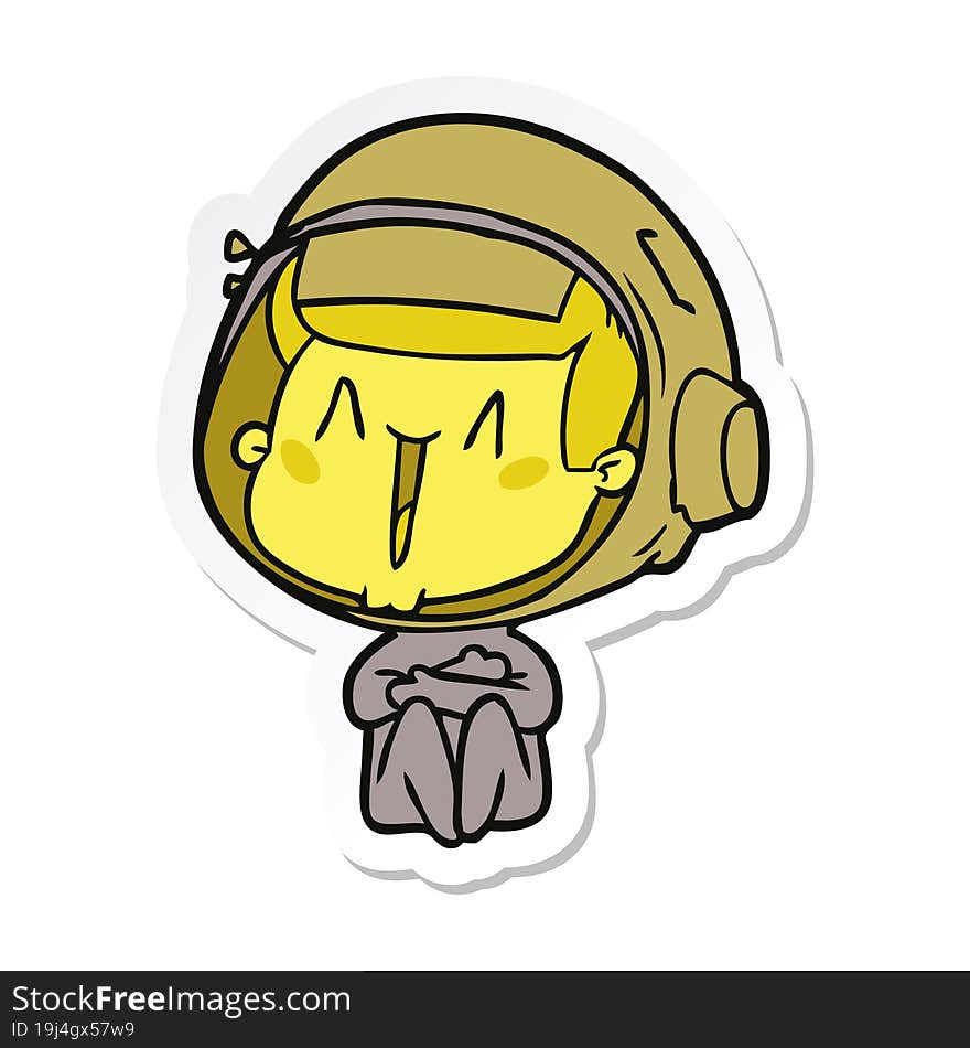 sticker of a happy cartoon astronaut