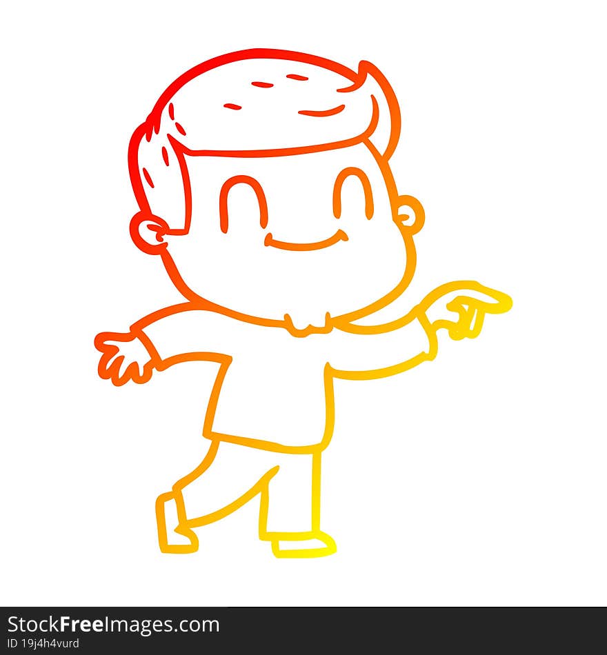 warm gradient line drawing of a cartoon friendly man