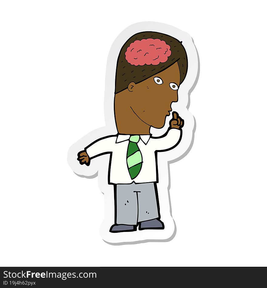 sticker of a cartoon businessman with huge brain