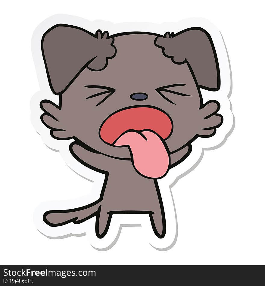 sticker of a cartoon disgusted dog