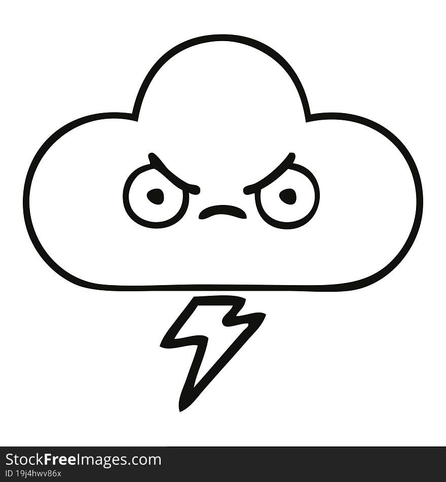 line drawing cartoon of a storm cloud