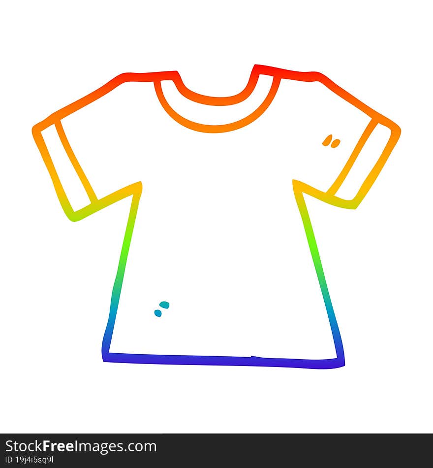 Rainbow Gradient Line Drawing Cartoon Tee Shirt