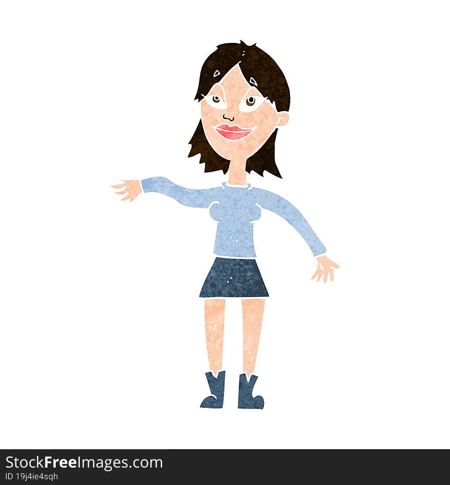 cartoon woman making hand gesture