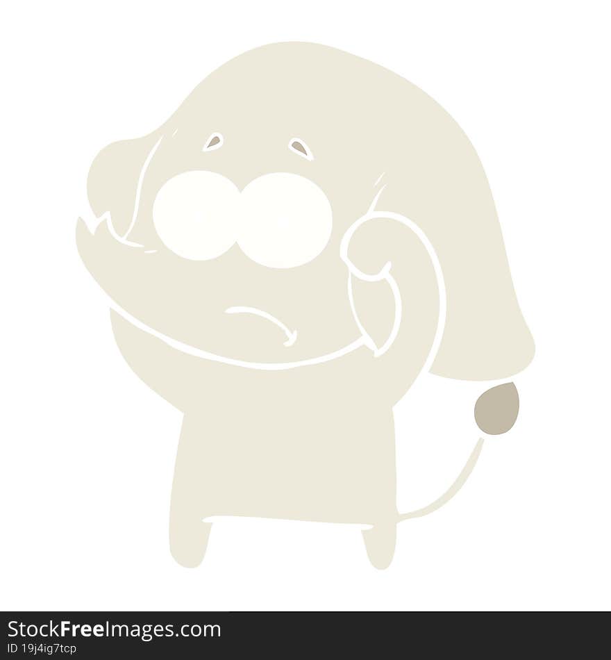 flat color style cartoon unsure elephant