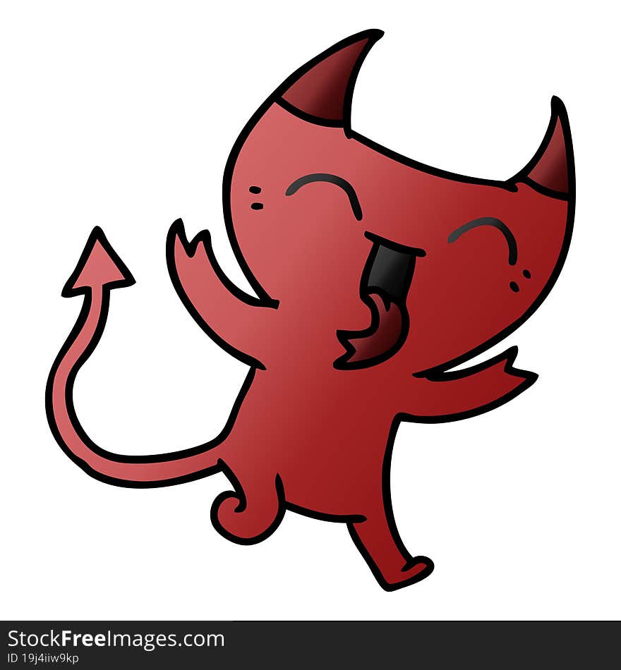 Gradient Cartoon Of Cute Kawaii Red Demon