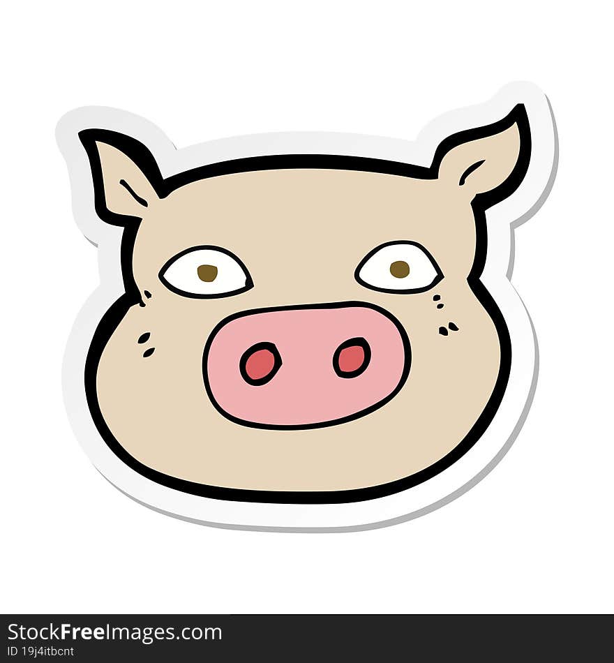 Sticker Of A Cartoon Pig Face