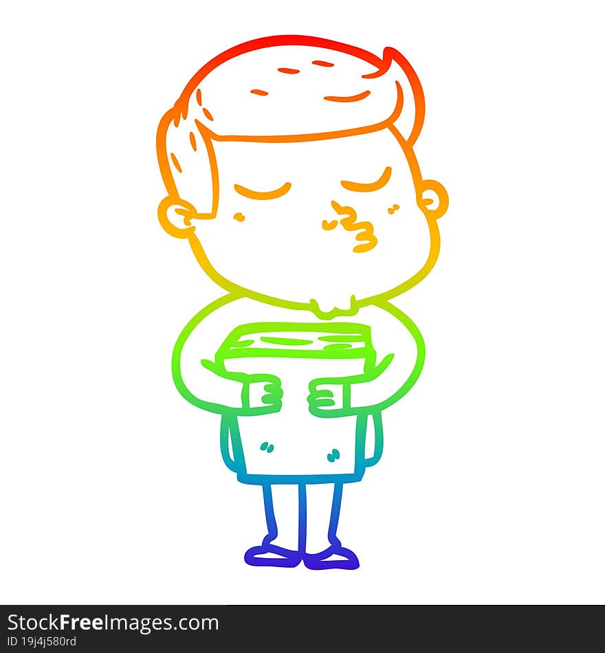 rainbow gradient line drawing of a cartoon model guy pouting