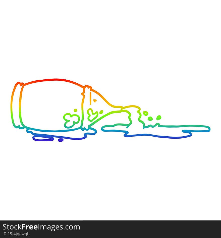 rainbow gradient line drawing cartoon spilled ketchup bottle