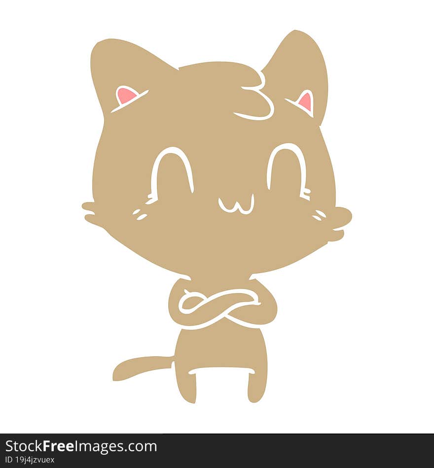 flat color style cartoon happy cat