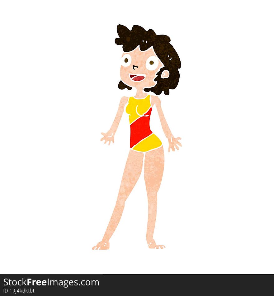 cartoon woman in swimming costume