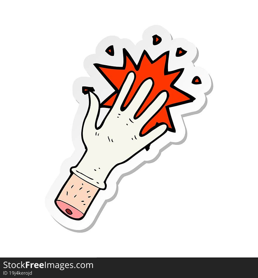 sticker of a cartoon rubber glove