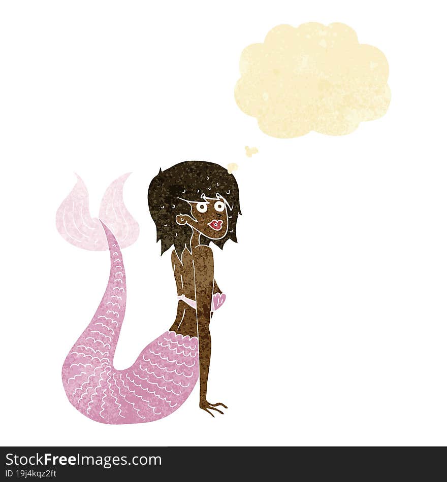 Cartoon Mermaid With Thought Bubble