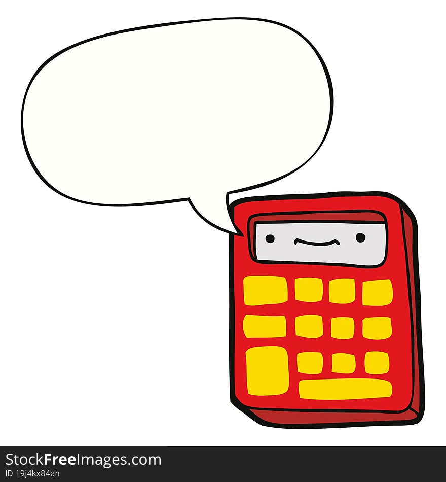 cartoon calculator and speech bubble