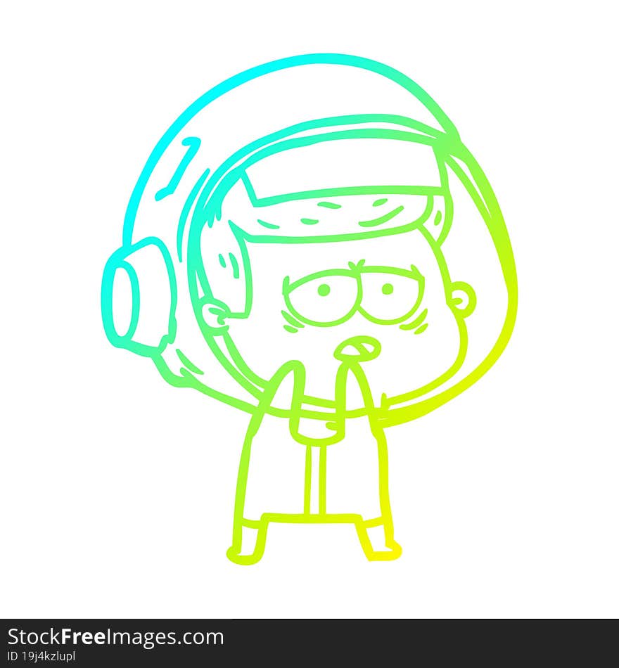 cold gradient line drawing cartoon tired astronaut