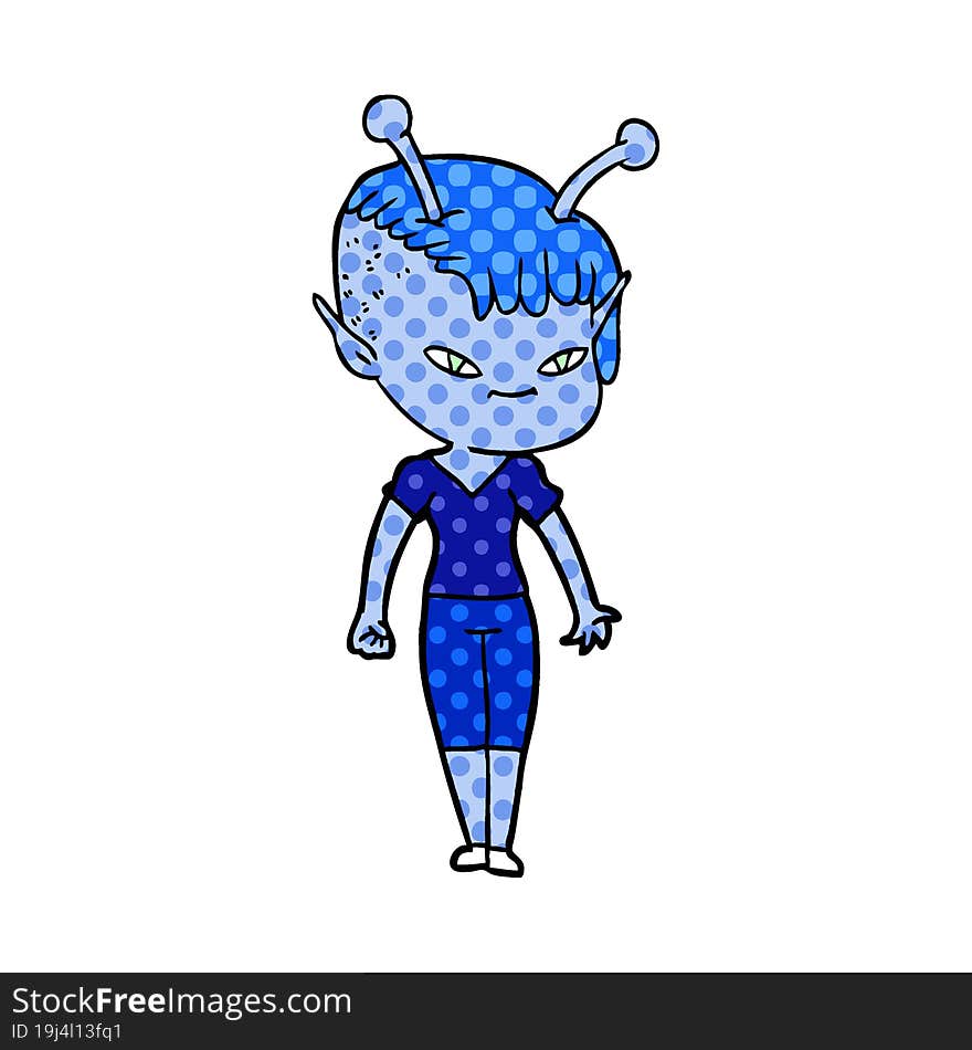 cute cartoon alien girl. cute cartoon alien girl