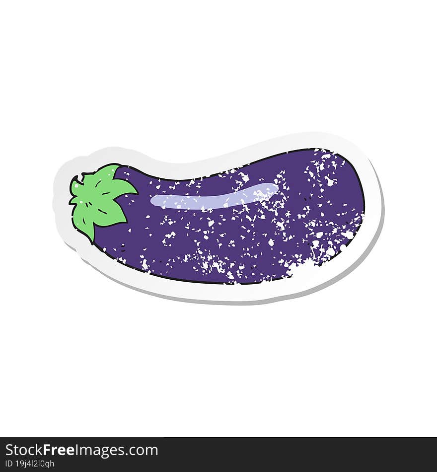 Retro Distressed Sticker Of A Cartoon Eggplant