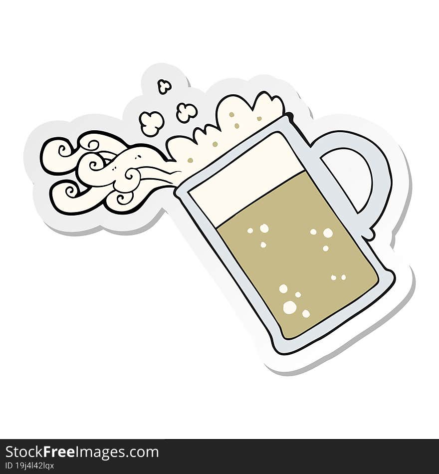 Sticker Of A Cartoon Pouring Beer