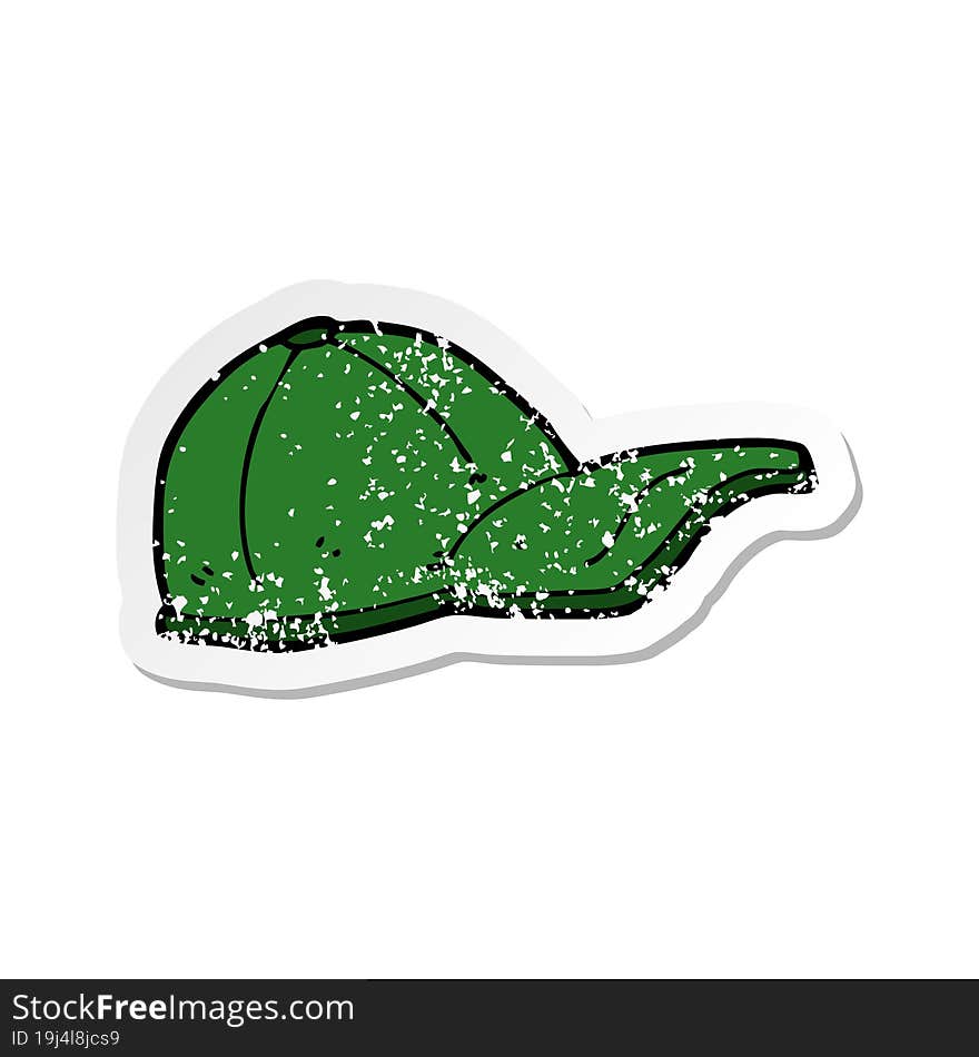 retro distressed sticker of a cartoon cap