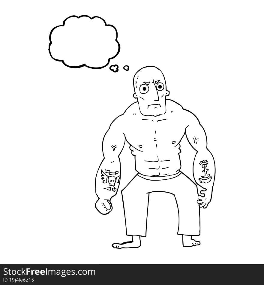 thought bubble cartoon tough man