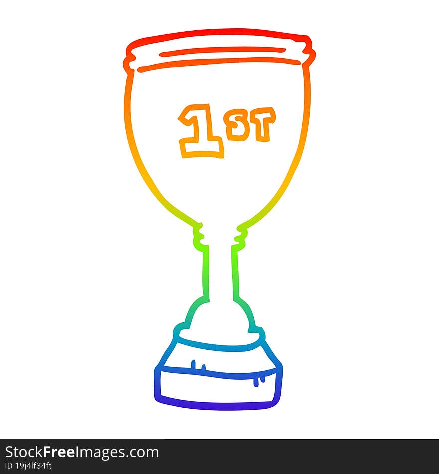 rainbow gradient line drawing cartoon sports trophy