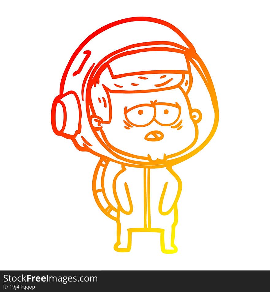 warm gradient line drawing cartoon tired astronaut