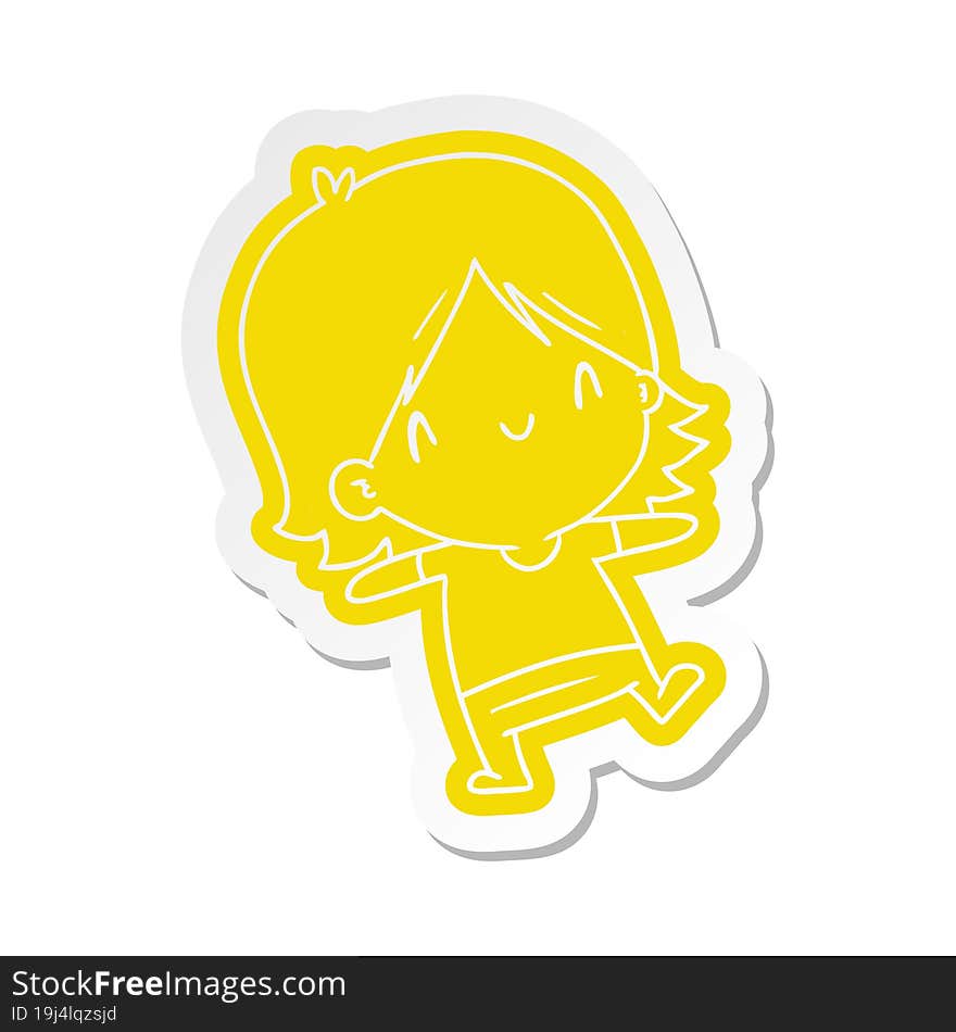 cartoon sticker of a cute kawaii girl