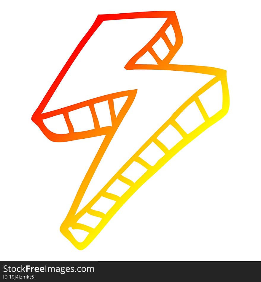 Warm Gradient Line Drawing Cartoon Lightening Bolt