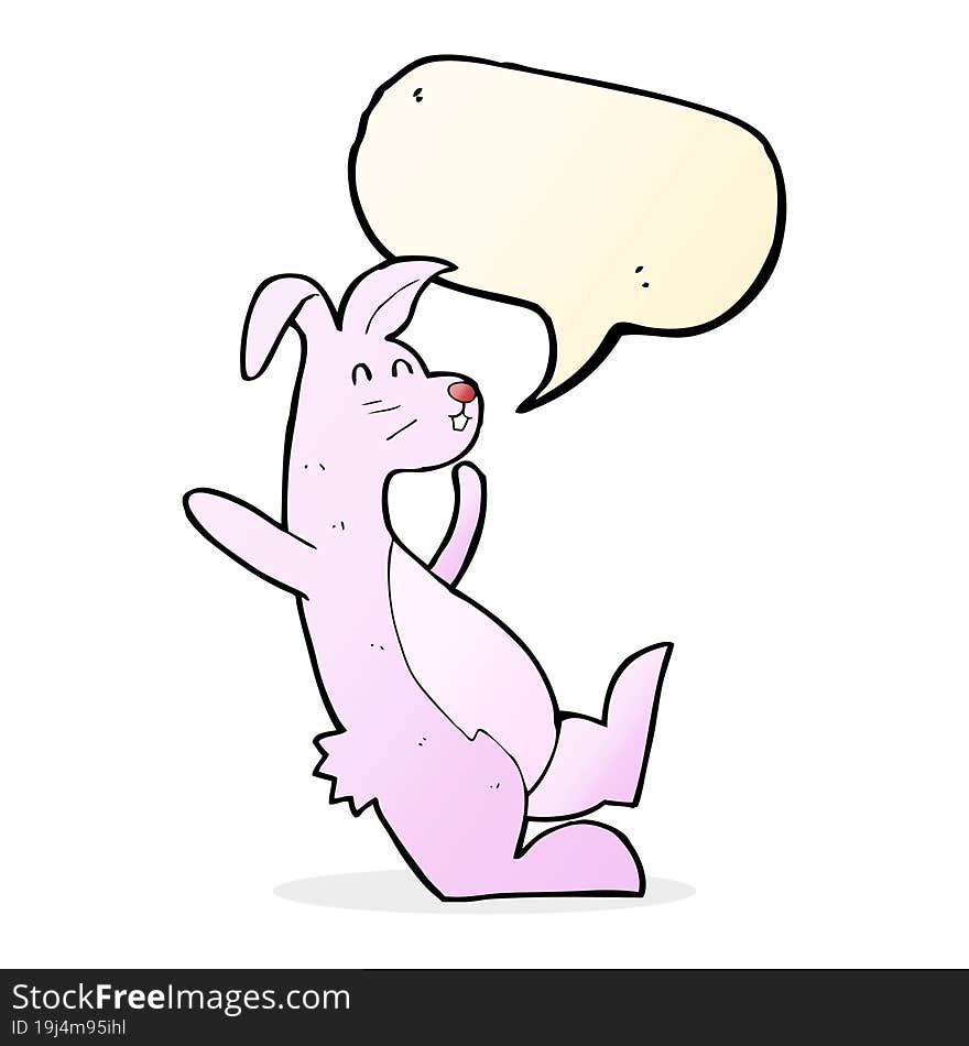 cartoon pink bunny with speech bubble