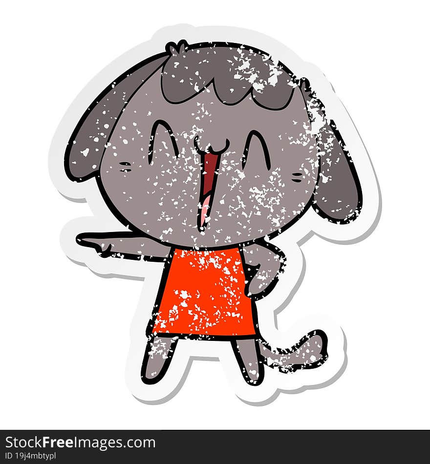 Distressed Sticker Of A Cute Cartoon Dog