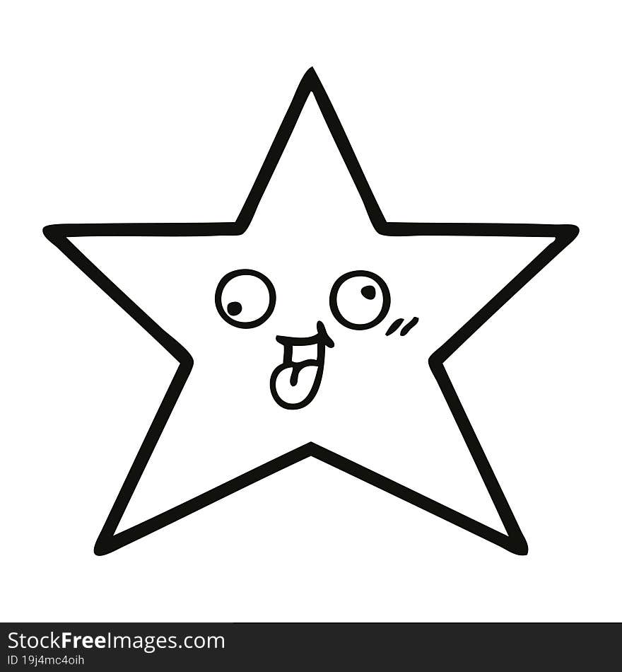 Line Drawing Cartoon Gold Star