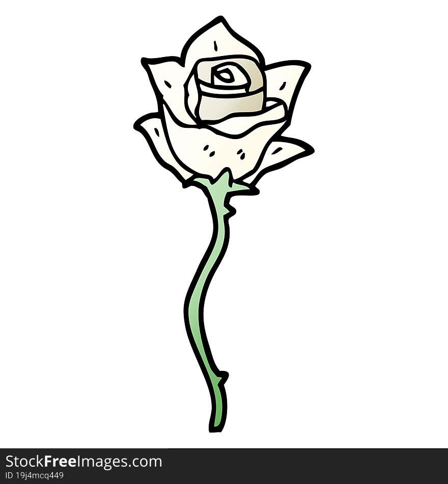 cartoon doodle white rose